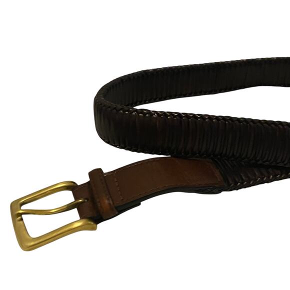 Men's Tommy Bahama Genuine Leather Brown Belt Size 48 with Brass Hardware - Picture 8 of 15